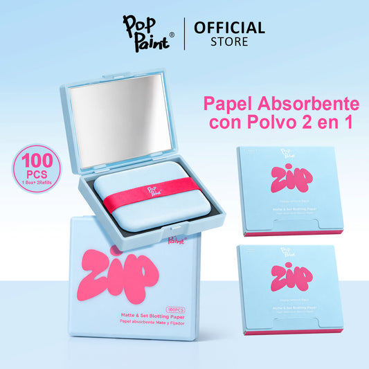 Papel absorbente 2 en 1 con polvo | Kit de retoque portátil