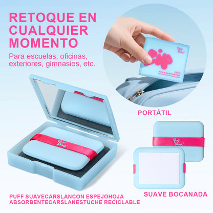 Papel absorbente 2 en 1 con polvo | Kit de retoque portátil