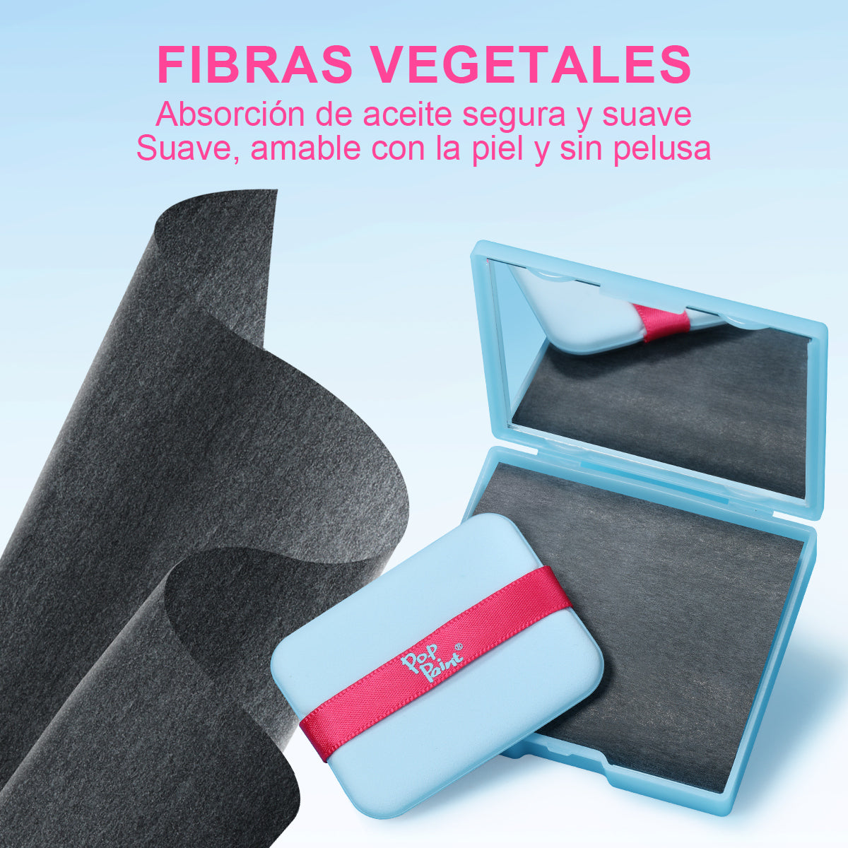 Papel absorbente 2 en 1 con polvo | Kit de retoque portátil