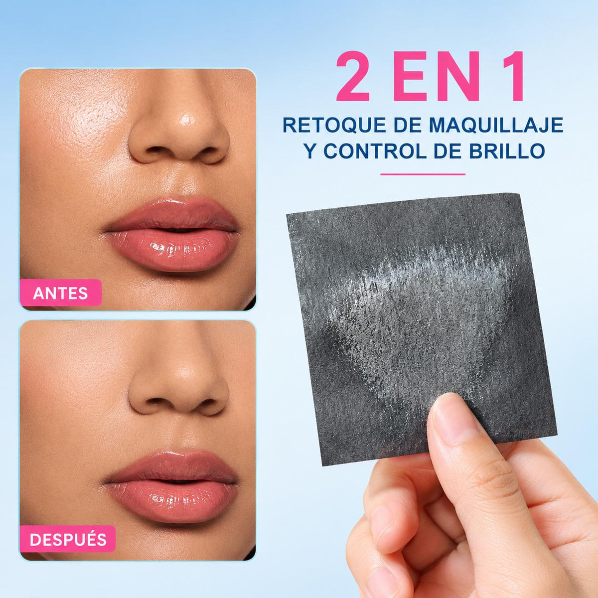 Papel absorbente para matificar y fijar, 100 unidades